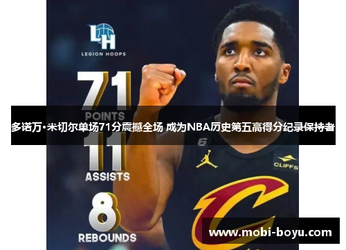 多诺万·米切尔单场71分震撼全场 成为NBA历史第五高得分纪录保持者