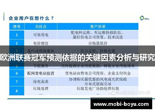 欧洲联赛冠军预测依据的关键因素分析与研究