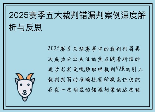 2025赛季五大裁判错漏判案例深度解析与反思