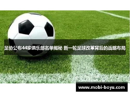 足协公布44家俱乐部名单揭秘 新一轮足球改革背后的战略布局
